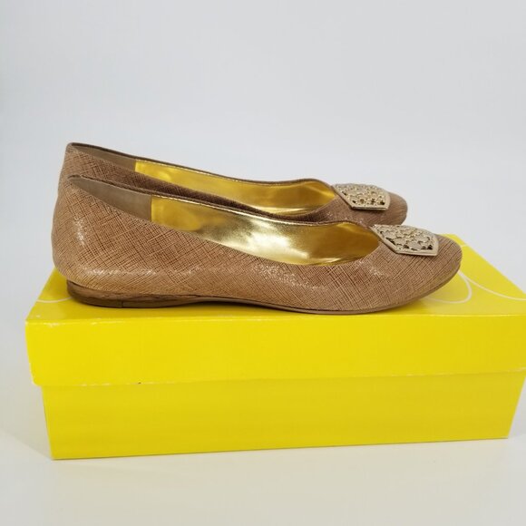 Joan and David Embellished Leather Ballet Flat - 6.5 - Cjanora Bronze & Gold - Picture 2 of 10
